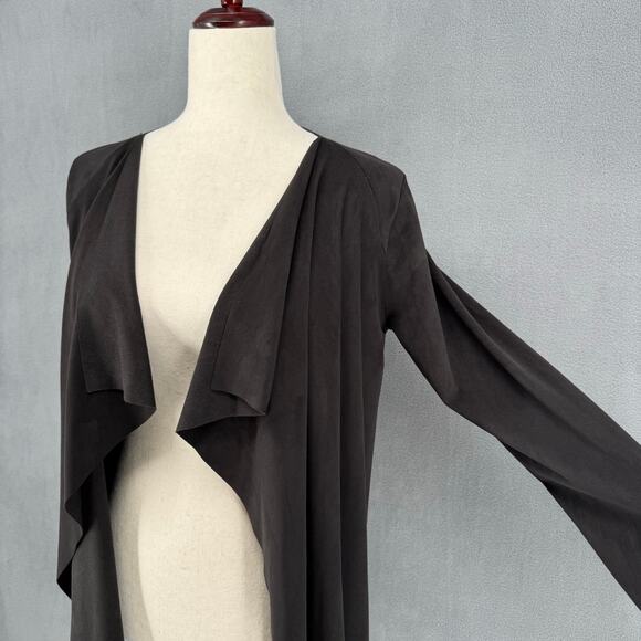 Pain de Sucre Faux Suede Waterfall Open Front Jacket OS Black Witchy Lagenlook - Picture 5 of 11